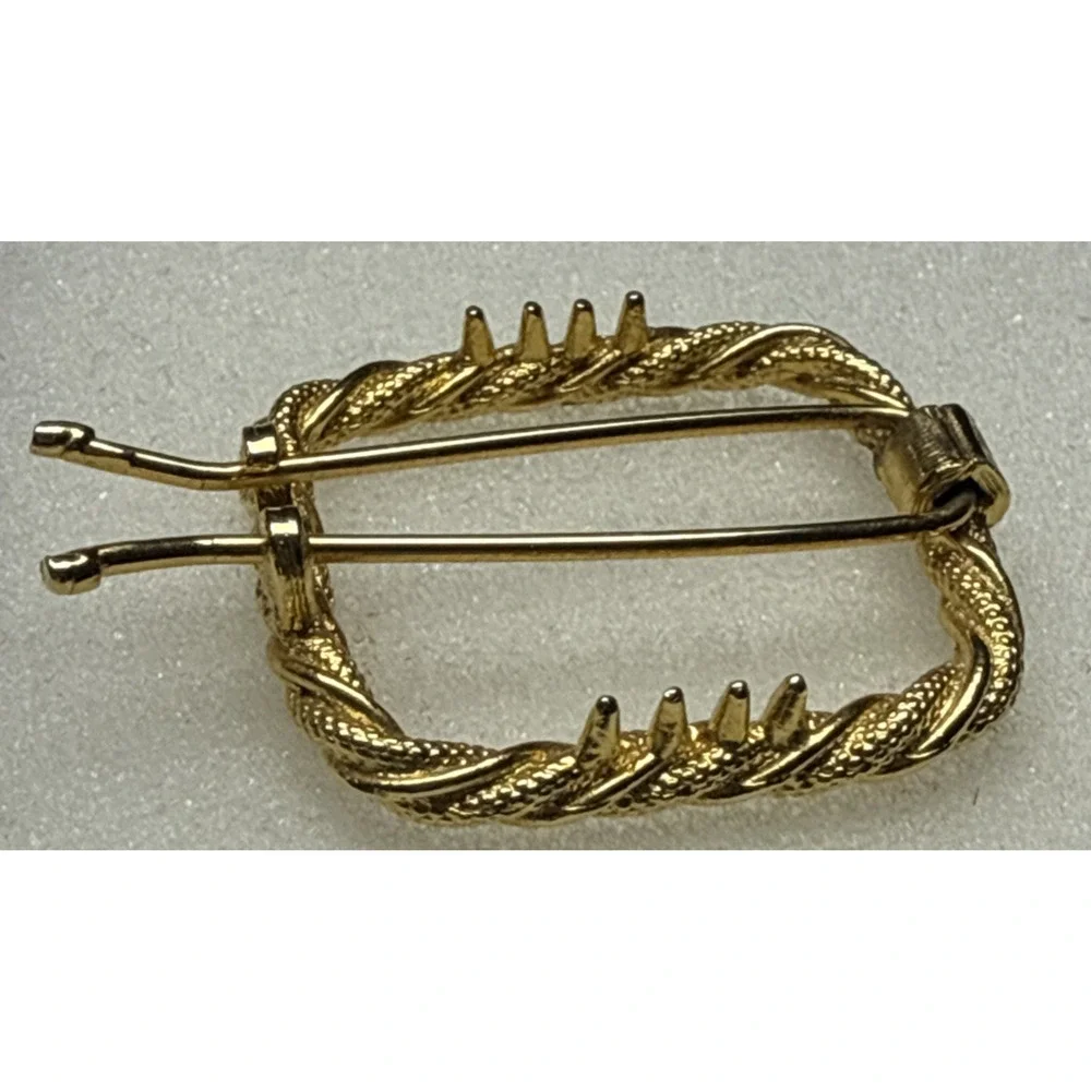 Vintage Twisted Rope Gold Tone Metal Hair Barrette Square